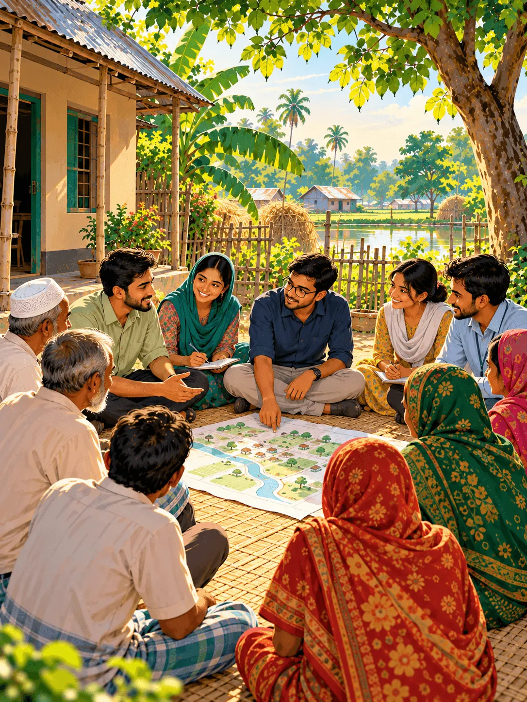 Nabodiganta founding team meeting community members in Tangail
