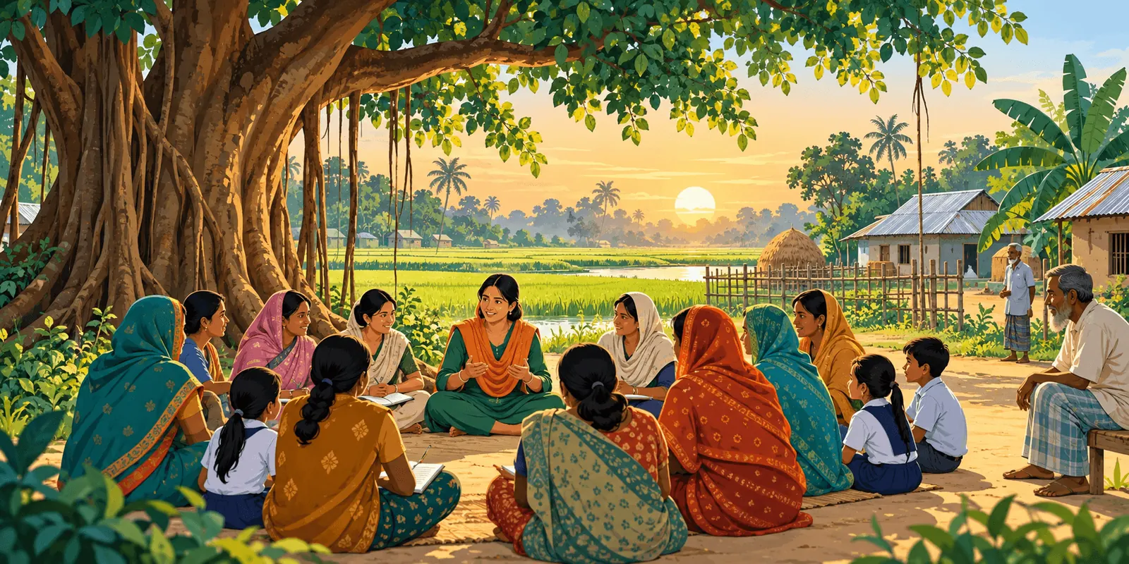 Women from a Nabodiganta village organisation meeting in rural Bangladesh
