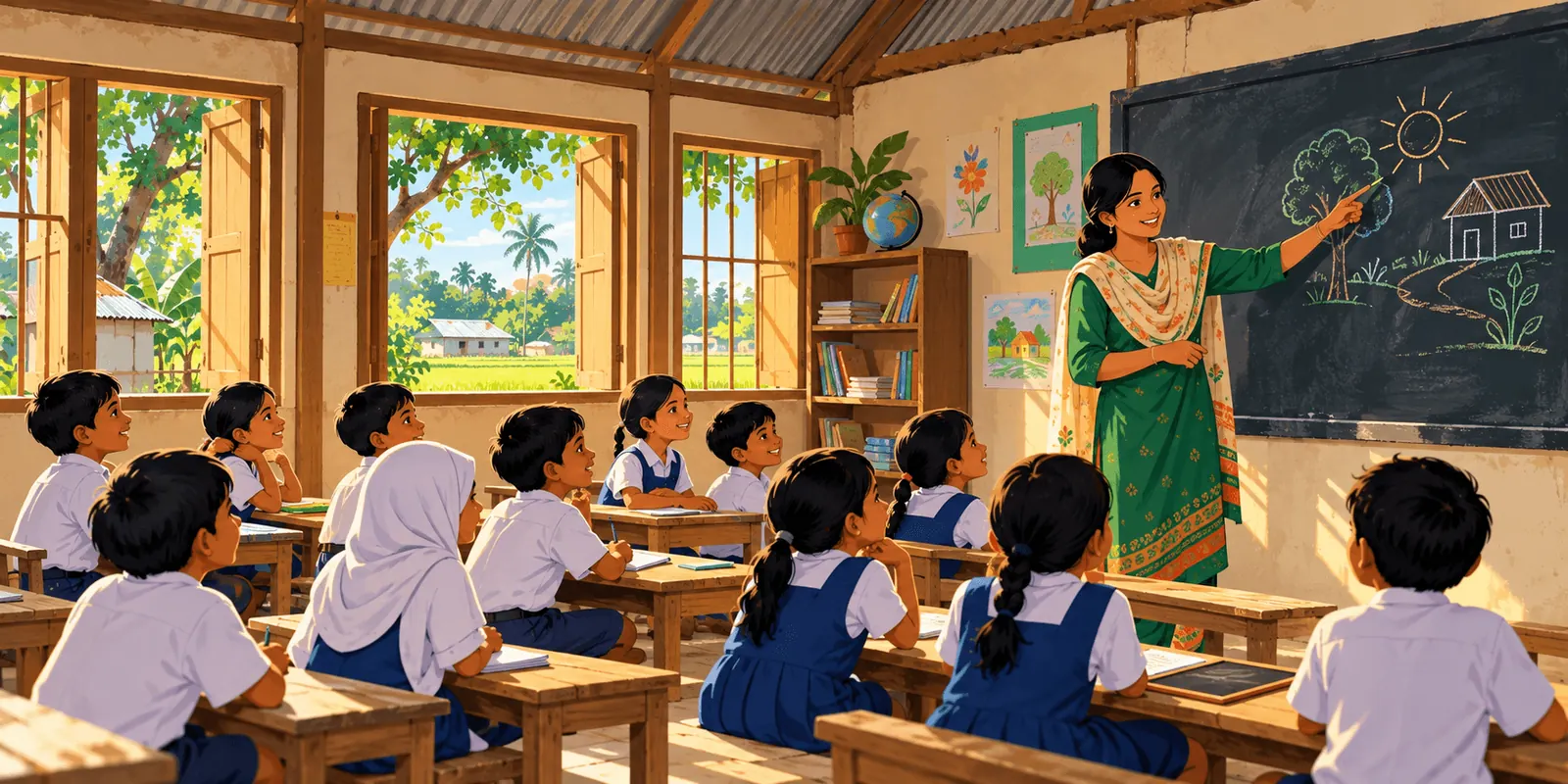 Children learning in a Nabodiganta non-formal primary school