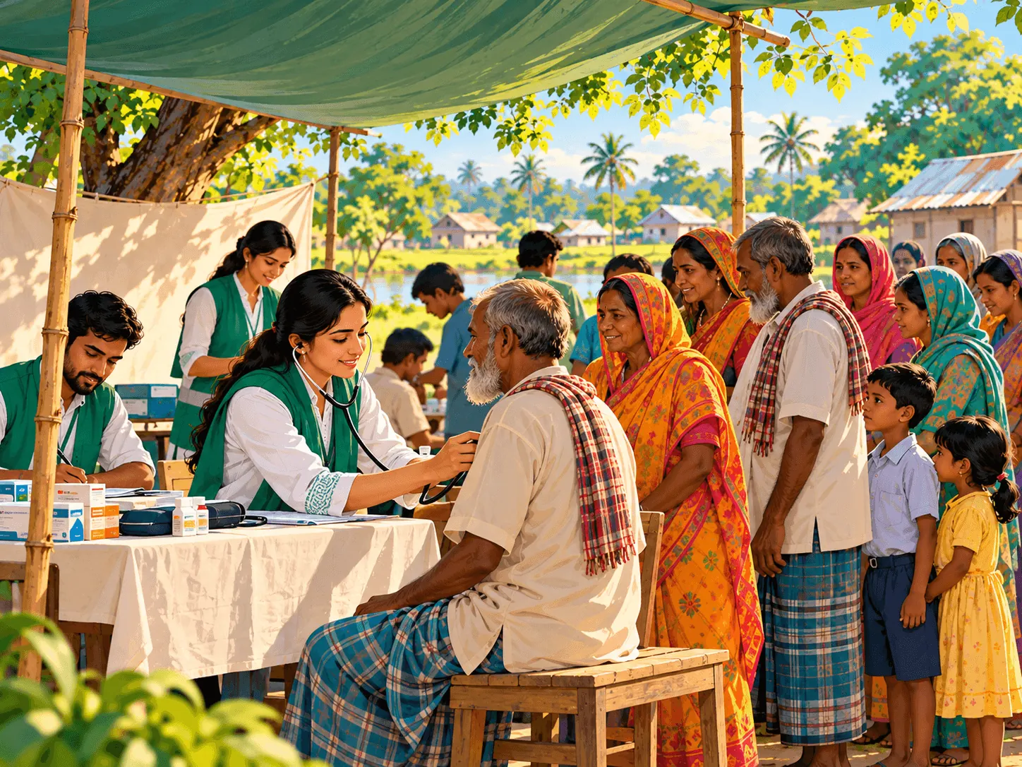 Volunteer doctor at a health camp